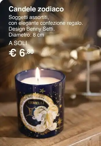 Candela zodiaco da 9 cm con bicchiere in vetro