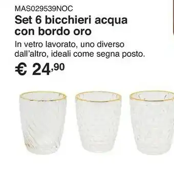 Kasanova Set 6 bicchieri in vetro con bordo in oro offerta