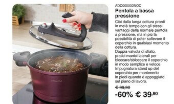 Pentola antiaderente a bassa pressione da 5 litri, in alluminio