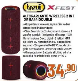 Ipercoop trevi ALTOPARLANTE WIRELESS 2 IN 1 XR BA44 DOUBLE offerta