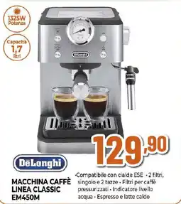 Ipercoop DeLonghi MACCHINA CAFFÈ LINEA CLASSIC EM450M offerta