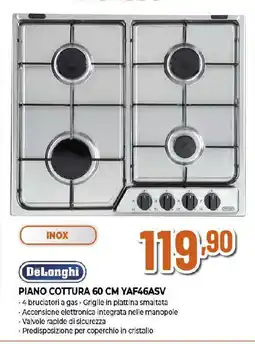 Ipercoop DeLonghi PIANO COTTURA 60 CM YAF46ASV offerta