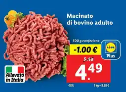Lidl Macinato di bovino adulto offerta