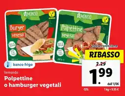 Lidl Vemondo Polpettine o hamburger vegetali offerta