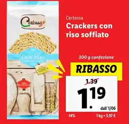 Lidl Certossa Crackers con riso soffiato offerta