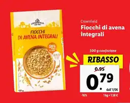 Lidl Crownfield Fiocchi di avena integrali offerta