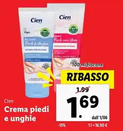 Lidl Cien Crema piedi e unghie offerta