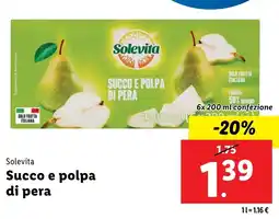 Lidl Solevita Succo e polpa di pera offerta