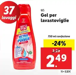 Lidl W5 Gel per lavastoviglie offerta