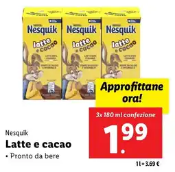Lidl Nesquik Latte e cacao offerta