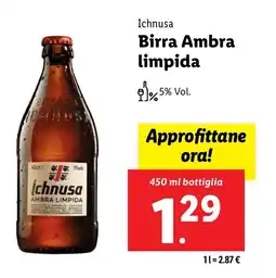 Lidl Ichnusa Birra Ambra limpida offerta