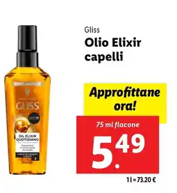 Lidl Gliss Olio Elixir capelli offerta