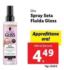 Lidl Gliss Spray Seta Fluida Gloss offerta