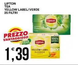 Vantaggio Cash&Carry Lipton tea yellow label/verde 25 filtri offerta