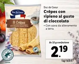 Lidl Duc de Coeur Crêpes con ripieno al gusto di cioccolato offerta