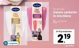 Lidl Duc de Coeur Gelato sorbetto in bicchiere offerta