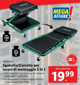 Lidl PARKSIDE Sgabello/Carrello per lavori di montaggio 2 in 1 offerta