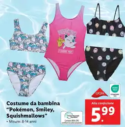 Lidl Costume da bambina "Pokémon, Smiley, Squishmallows" offerta