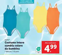 Lidl lupilu Costume intero cambia colore da bambina offerta