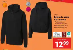 Lidl CRIVIT Felpa da uomo o da donna offerta