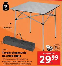 Lidl CRIVIT Tavolo pieghevole da campeggio offerta