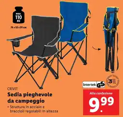 Lidl CRIVIT Sedia pieghevole da campeggio offerta