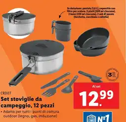 Lidl CRIVIT Set stoviglie da campeggio, 12 pezzi offerta