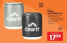 Lidl CRIVIT Pompa ricaricabile 3 in 1 offerta