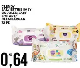 Vantaggio Cash&Carry Clendy salviettine baby cuddles/baby pop art/ clean argan 72 pz offerta