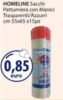 Acqua & Sapone HOMELINE Sacchi Pattumiera con Manici Trasparenti/Azzurri offerta