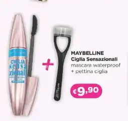 Acqua & Sapone MAYBELLINE Ciglia Sensazionali mascara waterproof + pettina ciglia offerta