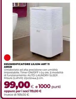 Coop DEUMIDIFICATORE LILIUM ART 11 ARGO offerta
