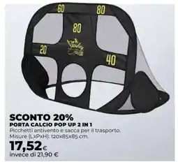Coop PORTA CALCIO POP UP 2 IN 1 offerta