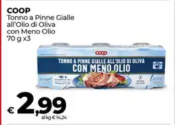 Coop COOP Tonno a Pinne Gialle all’Olio di Oliva con Meno Olio offerta