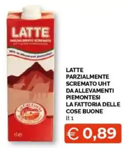 Mercatò Latte parzialmente scremato uht da allevamenti piemontesi la fattoria delle cose buone offerta