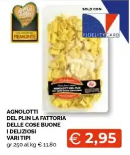 Mercatò Agnolotti del plin la fattoria delle cose buone i deliziosi vari tipi offerta