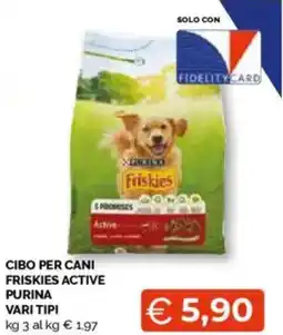 Mercatò Cibo per cani friskies active purina vari tipi offerta