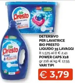 Mercatò Detersivo per lavatrice bio presto liquido-power Caps vari tipi offerta