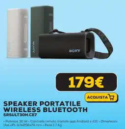 Euronics SONY Speaker portatile wireless bluetooth SRSULT30H.CE7 offerta