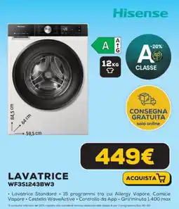 Euronics Hisense lavatrice WF3S1243BW3 offerta