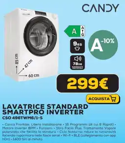 Euronics CANDY LavatriLAVATRICE STANDARD SMARTPRO INVERTER CSO 496TWM6/1-S offerta