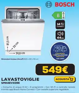 Euronics Bosch lavastoviglie SMH4EVX09E offerta