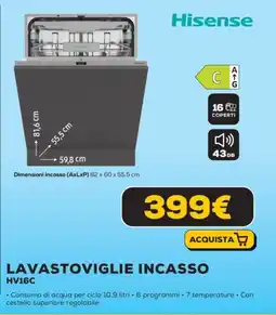 Euronics Hisense LAVASTOVIGLIE INCASSO HV16C offerta