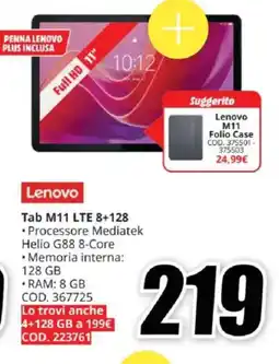 MediaWorld Lenovo Tab M11 LTE 8+128 offerta