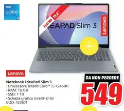 MediaWorld Lenovo Notebook IdeaPad Slim 3 offerta