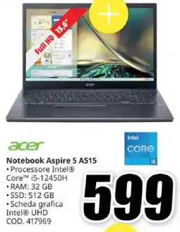 MediaWorld acer Notebook Aspire 5 A515 offerta