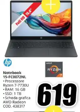 MediaWorld hp Notebook 15-FC0072NL offerta