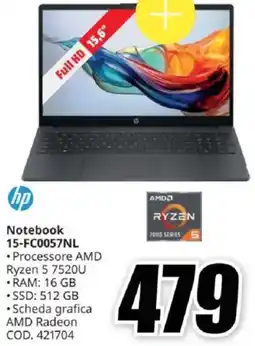 MediaWorld hp Notebook 15-FC0057NL offerta