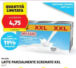 ALDI Milsani latte parzialmente scremato xxl offerta