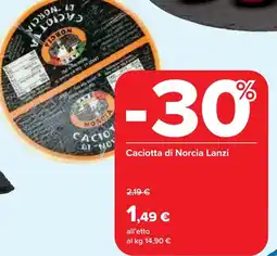 Carrefour Caciotta di Norcia Lanzi offerta